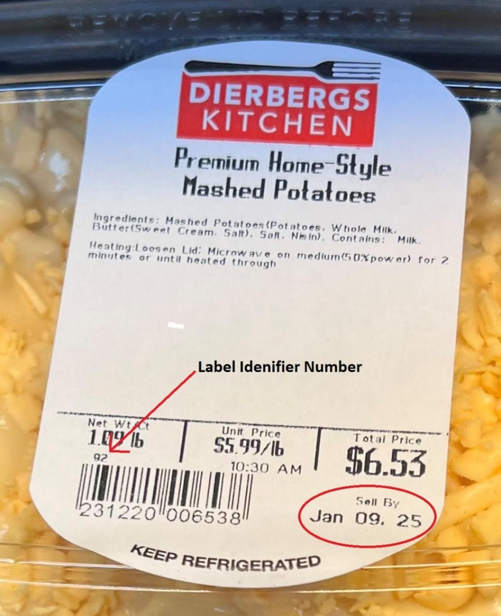 Undeclared Wheat- Dierbergs Premium Homestyle Mashed Potatoes